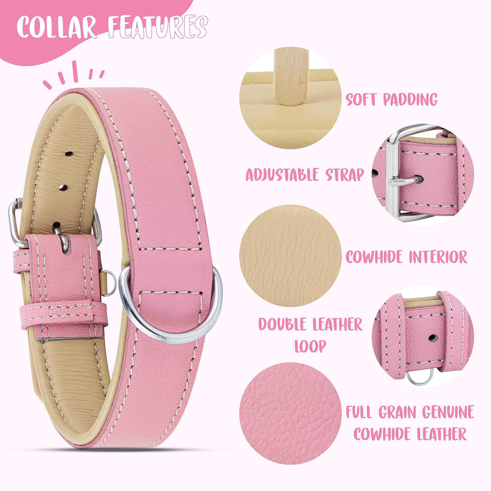 Riparo Dog Collar, Puppy Collar, Leather Dog Collar with Dog Collar