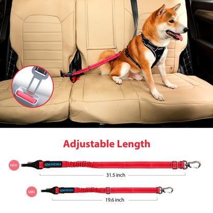 IOKHEIRA Dog Seatbelt, Updated Dog Seat Belt, Reflective Bungee Seat
