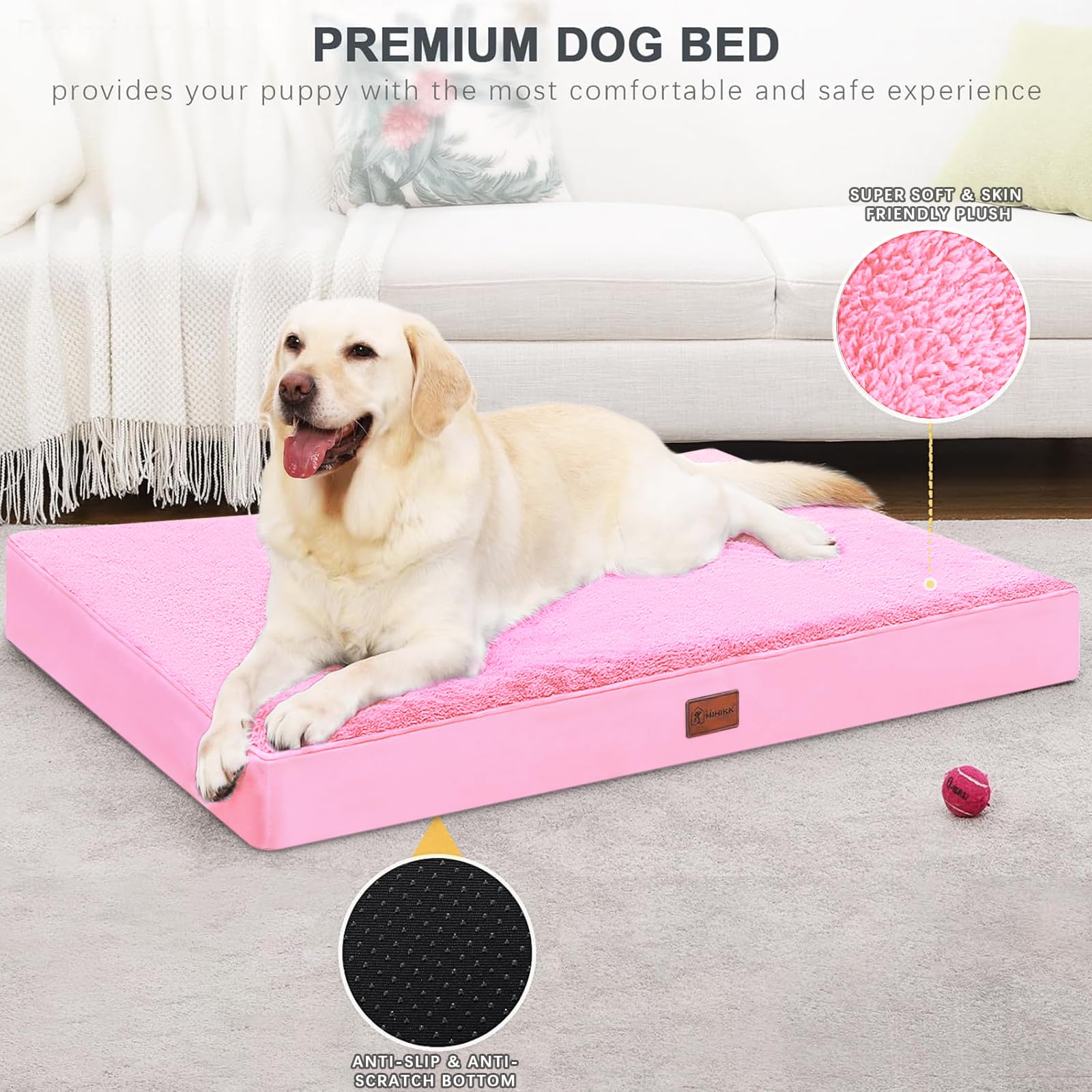 MIHIKK Waterproof Dog Beds Large Sized Dog Orthopedic Pet Beds