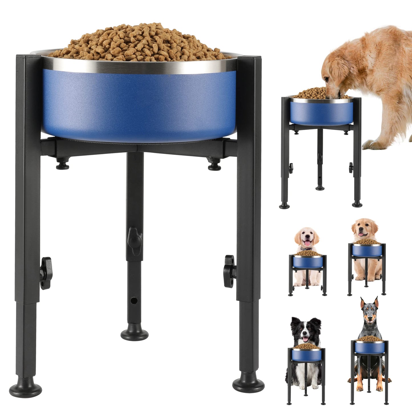 PROERR Single Dog Bowl Stand,Tall Dog Food Stand Adjustable Wide Bowl