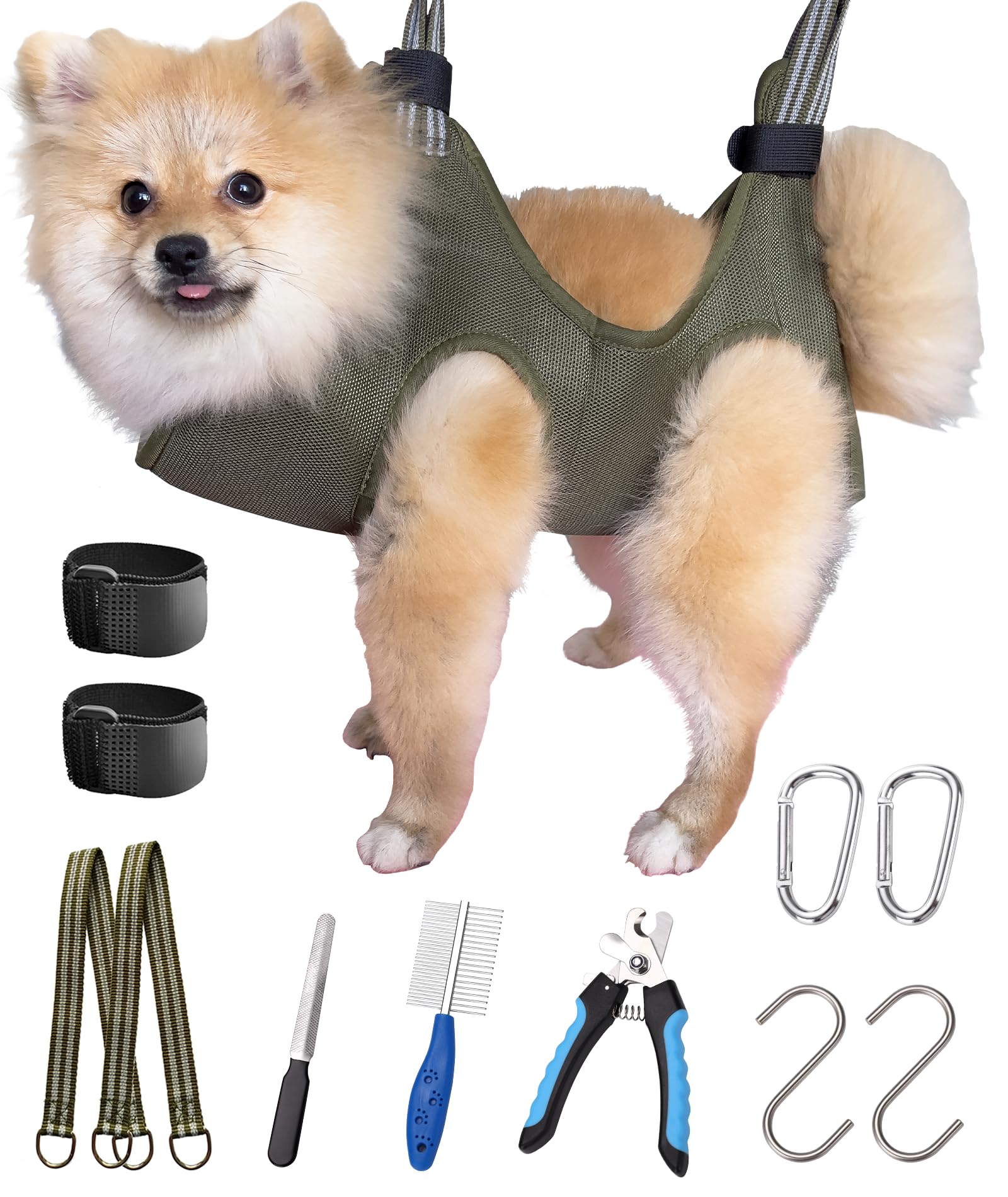 1 Dog Pet Grooming Hammock Harness with Nail Clippers/Trimmer,Dog Nail