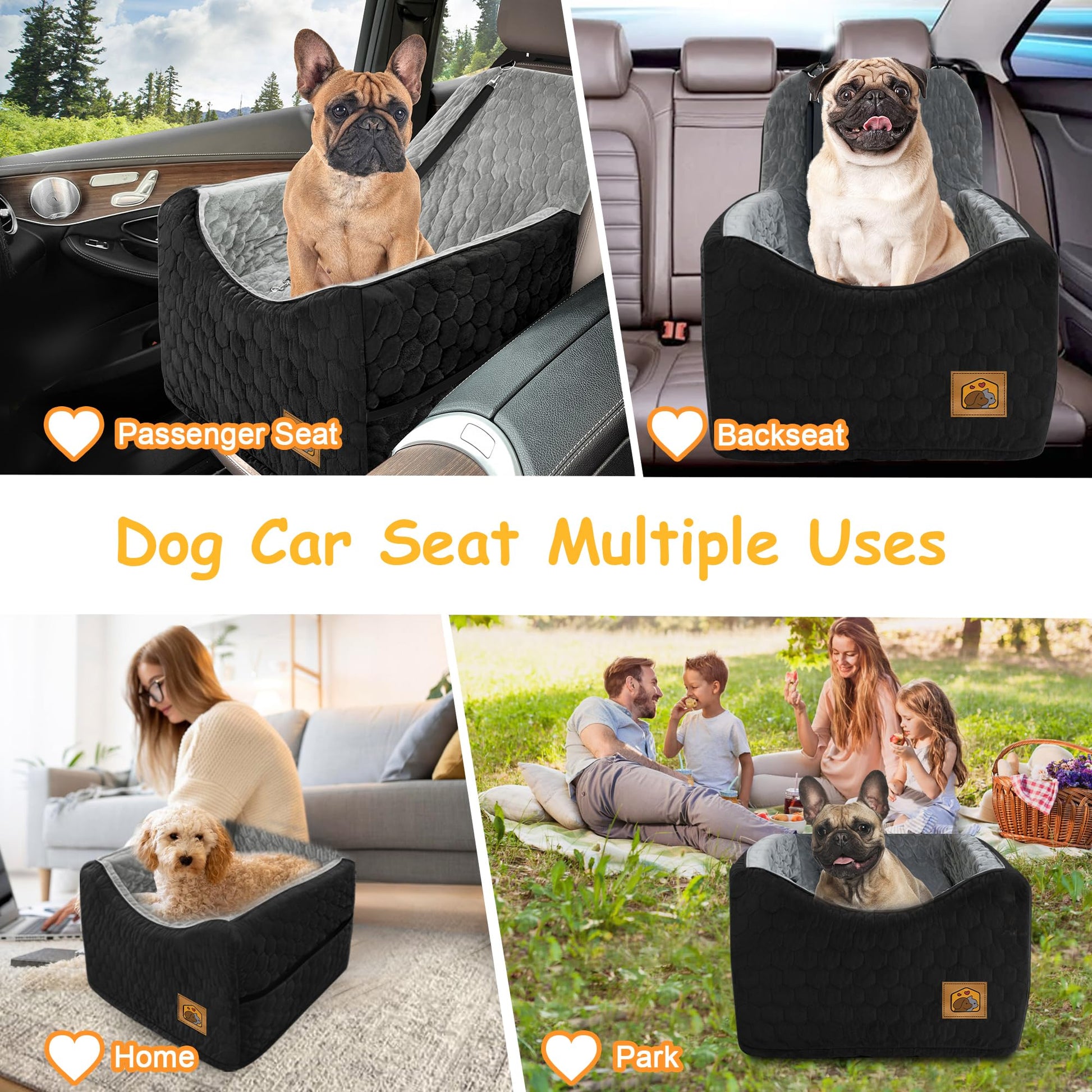 Dog Car Seat for Small/Medium Dogs, Memory Foam Dog Booster Seat