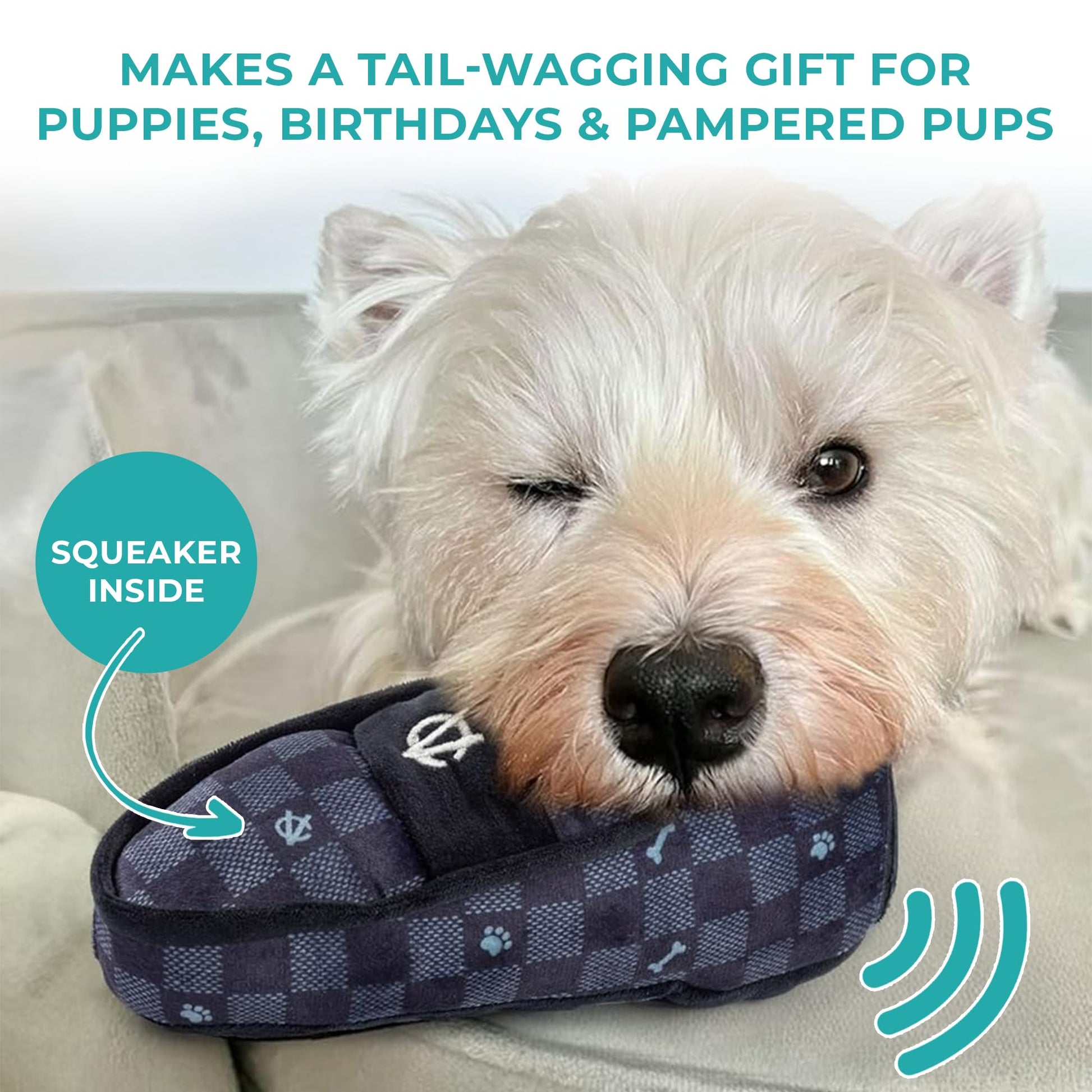 Haute Diggity Dog Chewy Vuiton Loafer Plush Squeaky Dog Toy