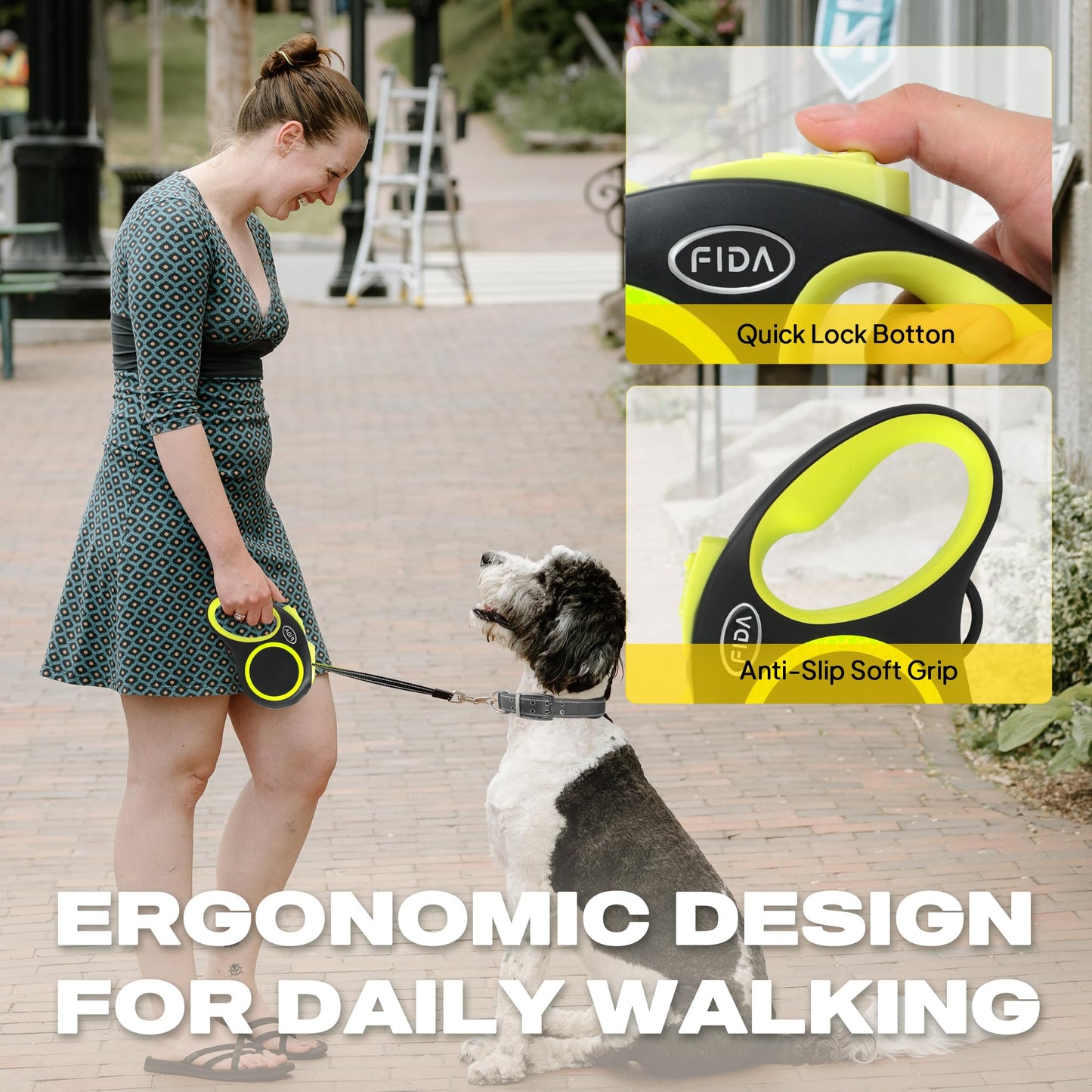 Fida Retractable Dog Leash, Reflective Heavy Duty Pet Walking Leash