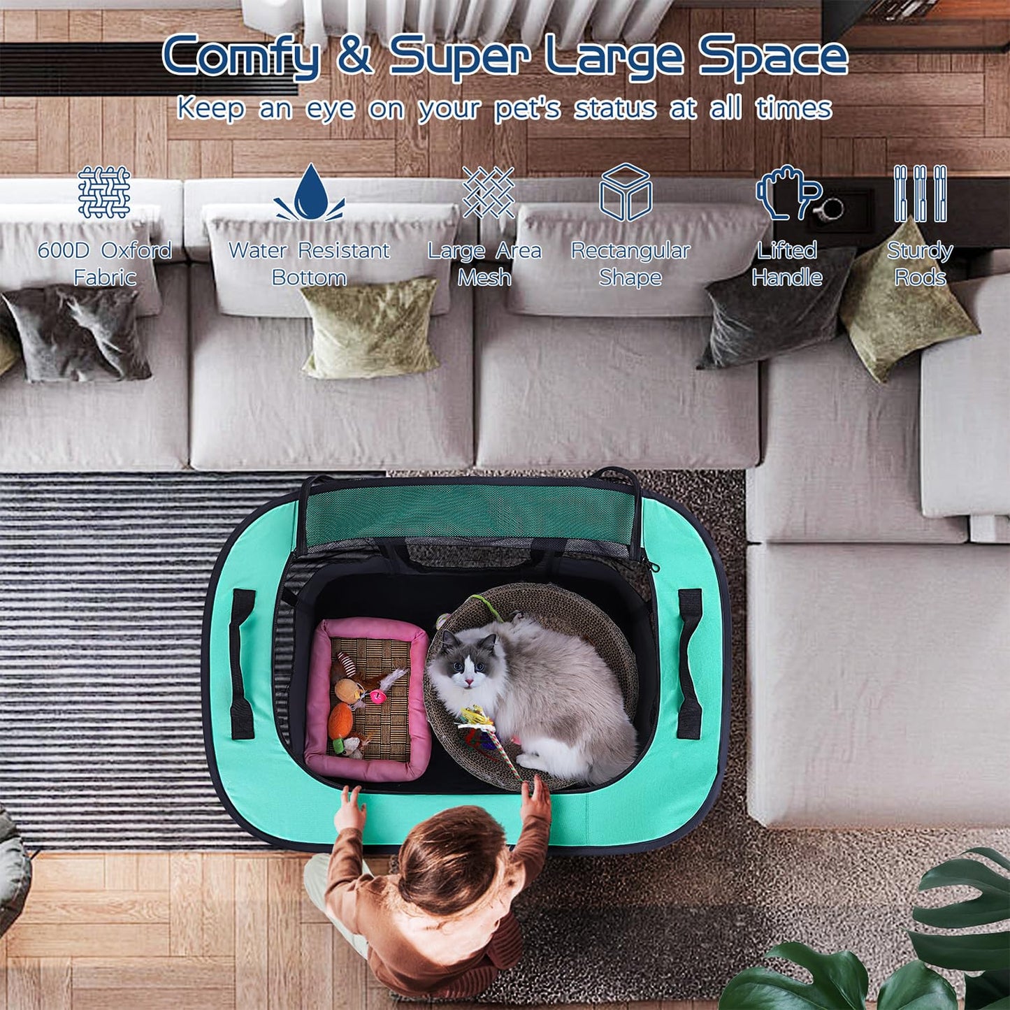 Dog Playpen,Pet Playpen,Foldable Puppy Cat Playpen,Portable Exercise