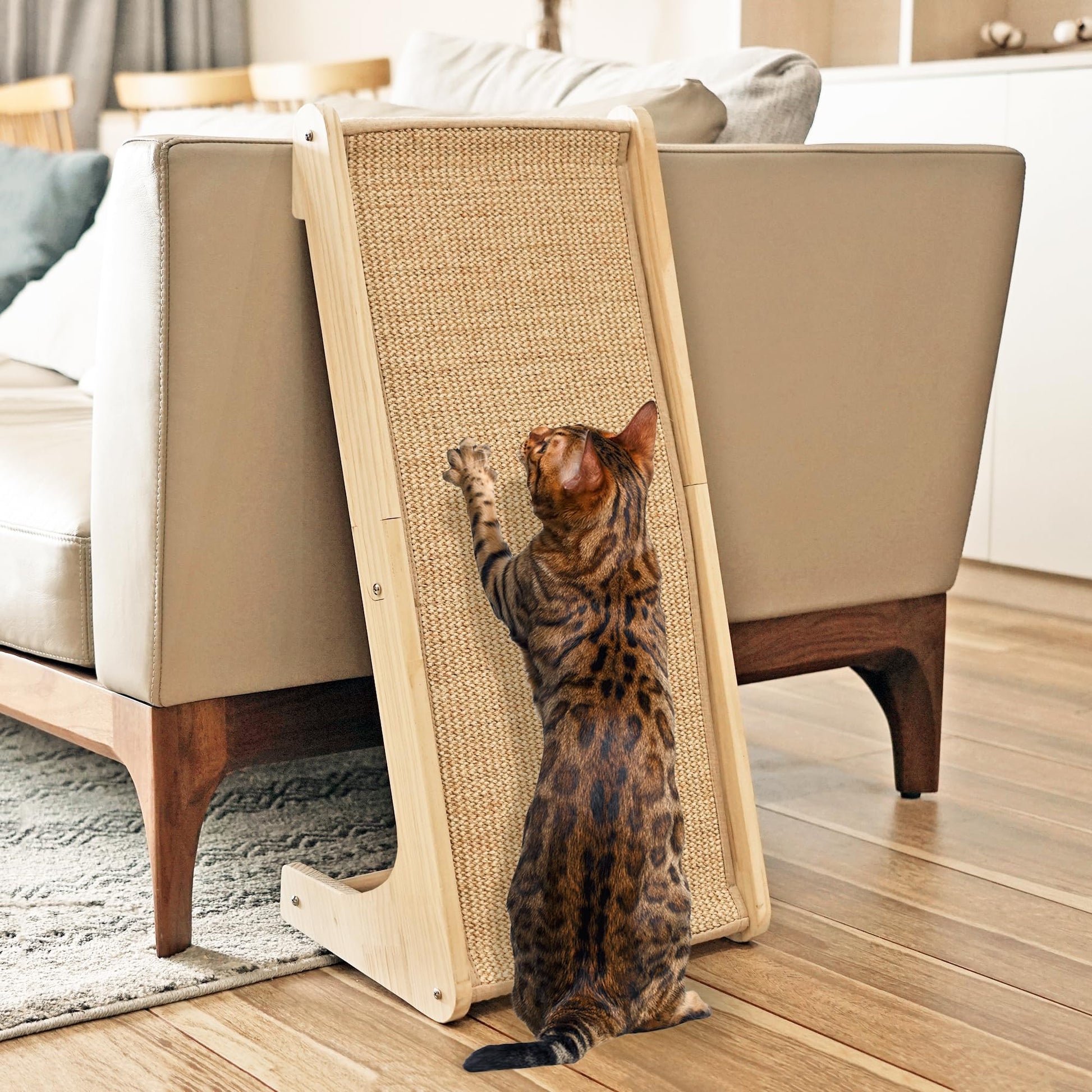PETKARAY Cat Scratcher, Cat Sisal Scratching Ramp, L Shape Cat Pad