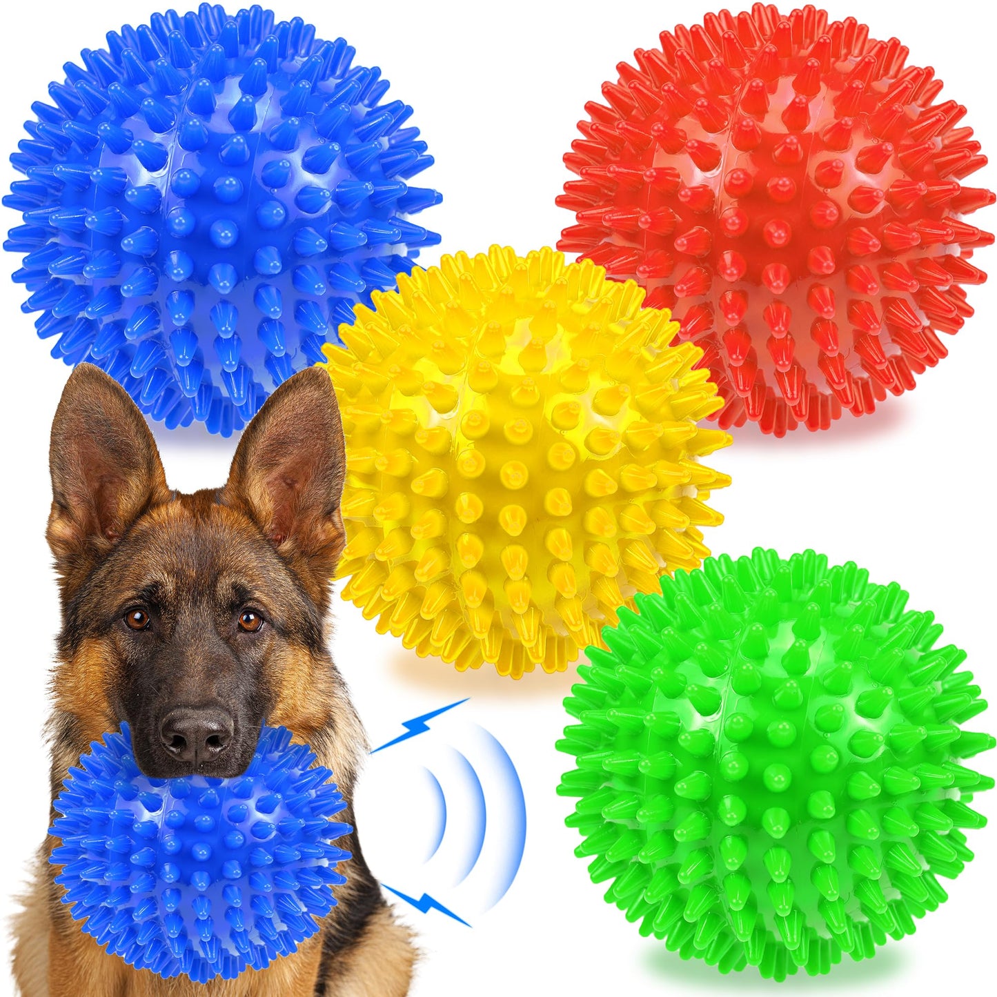 Ousiya Dog Balls 4.5” Squeaky Dog Toys Spikey Ball for Balls
