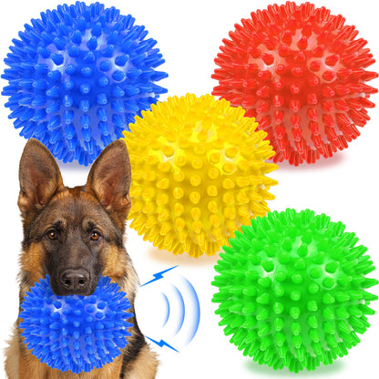 Ousiya Dog Balls 4.5” Squeaky Dog Toys Spikey Ball for Balls