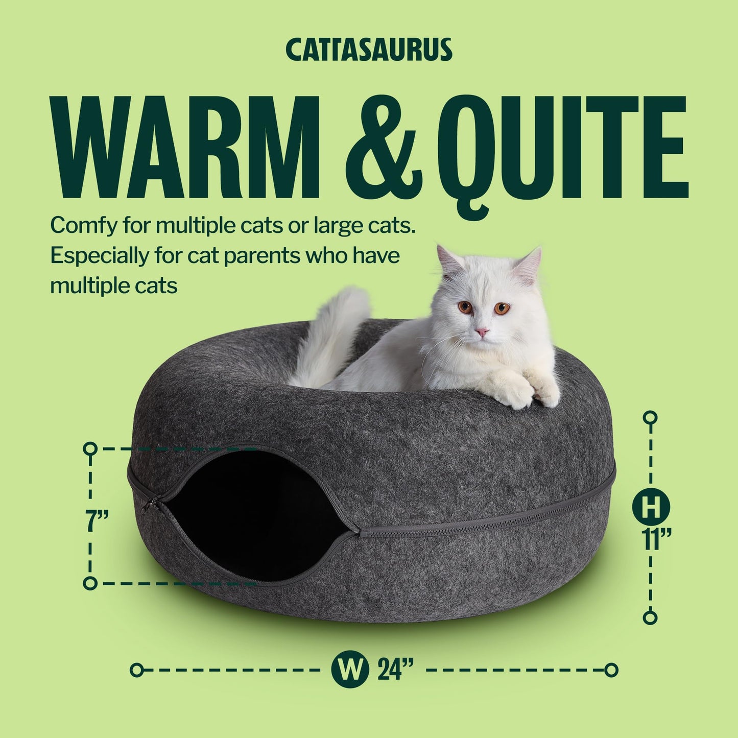 Cattasaurus Peekaboo Cat Cave for Multiple Large Cats Up to 30 Bed