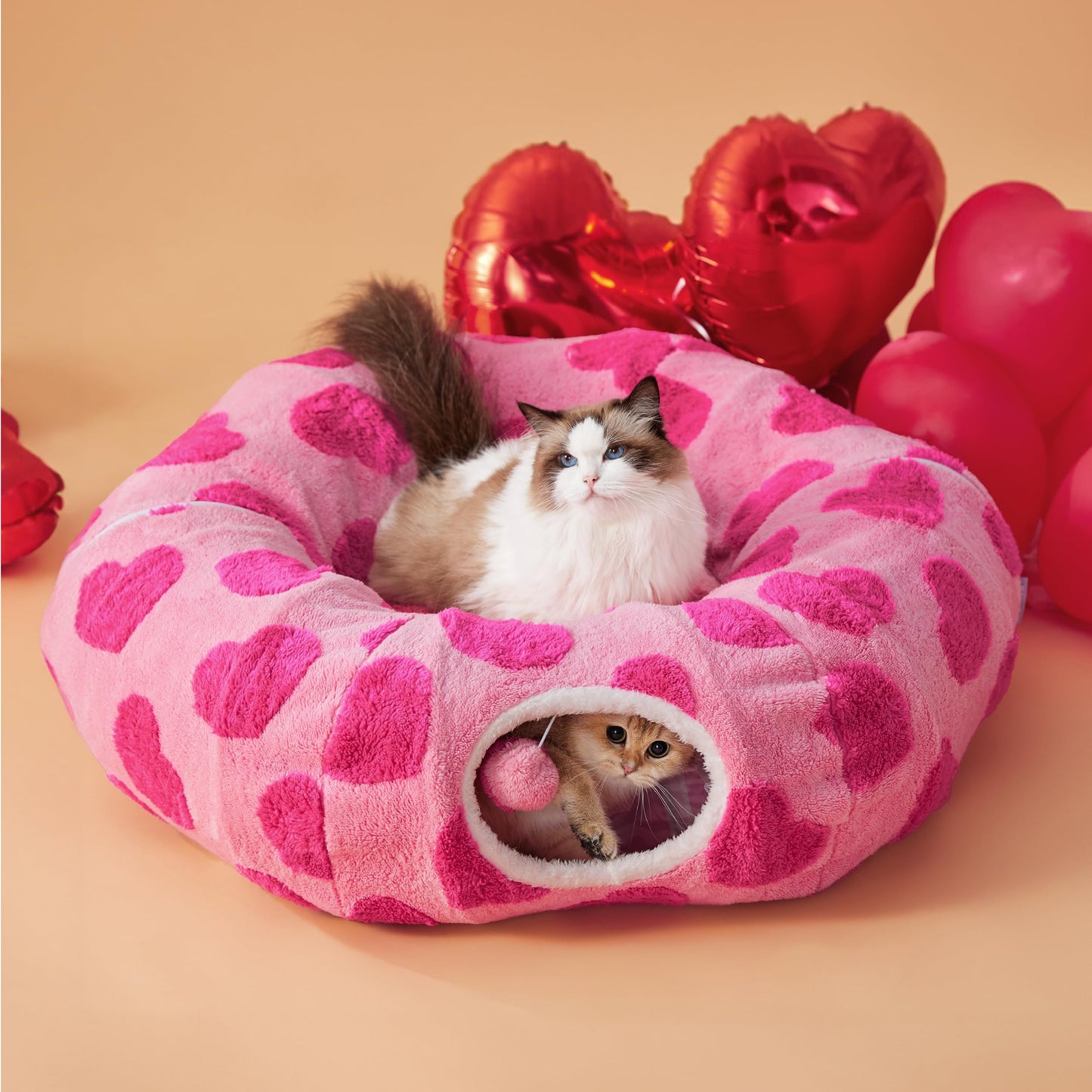 Lesure Cat Tunnel Bed for Indoor Cats Cute Cat Donut Tunnel Toys Bed