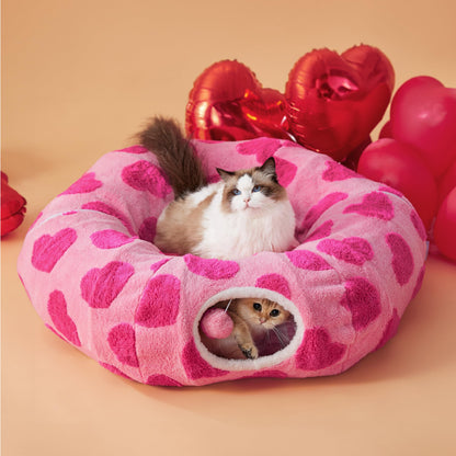 Lesure Cat Tunnel Bed for Indoor Cats Cute Cat Donut Tunnel Toys Bed