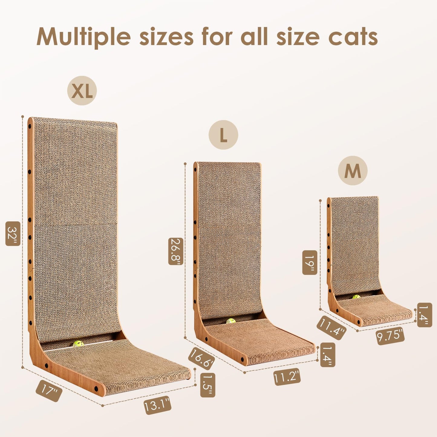EHEYCIGA Cardboard Cat Scratcher for Indoor Kitten Cats, L Shaped Pad