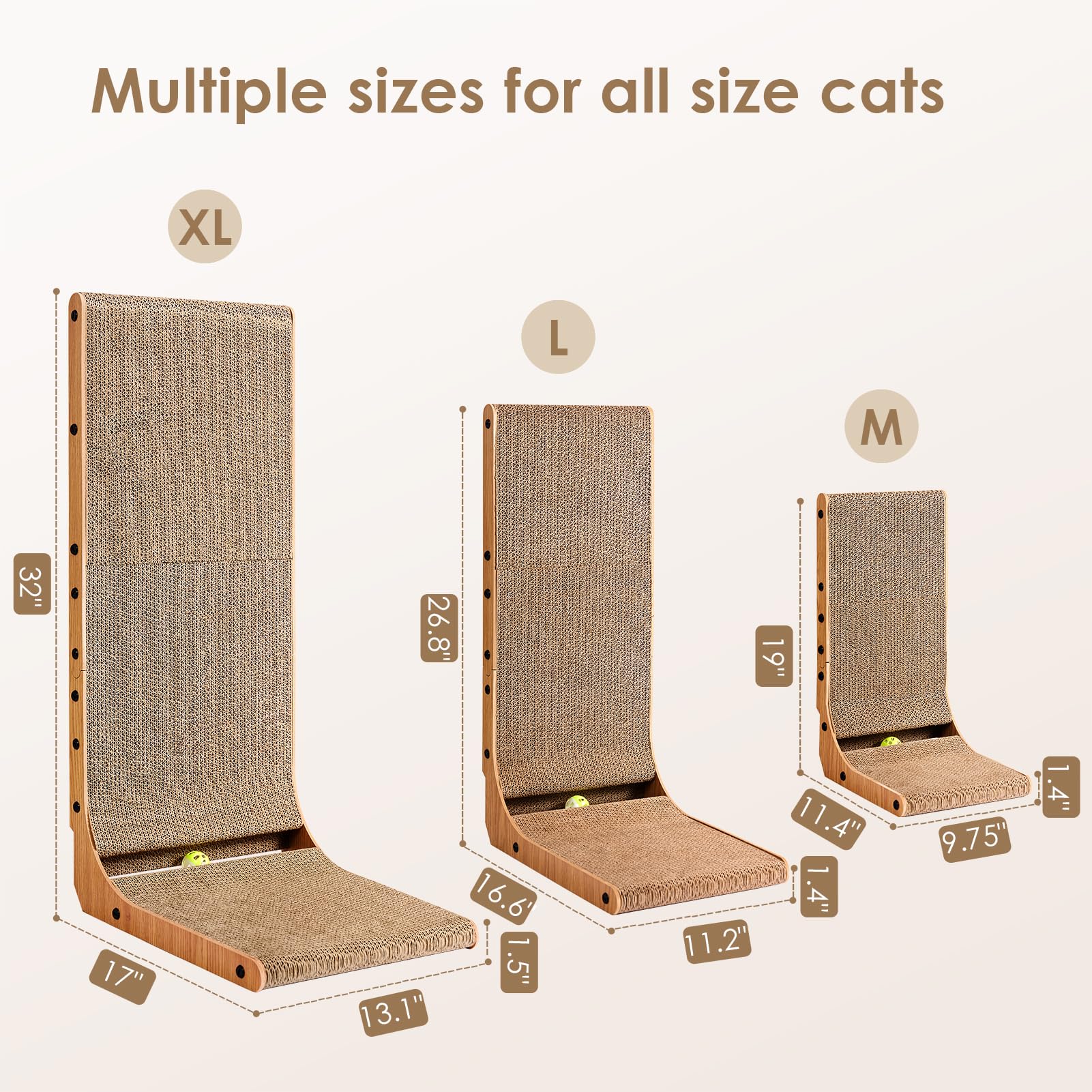 EHEYCIGA Cardboard Cat Scratcher for Indoor Cats, L Shaped Pad