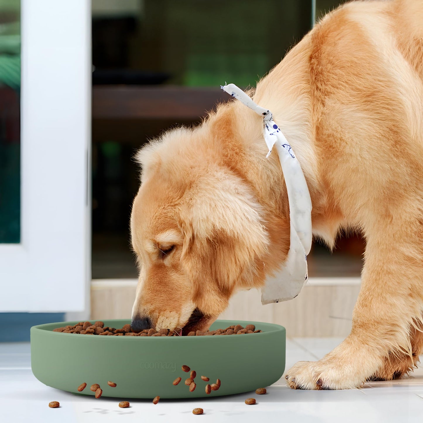 Coomazy Extra Large Slow Feeder Bowl, Silicone Dog Bowl with Bowl