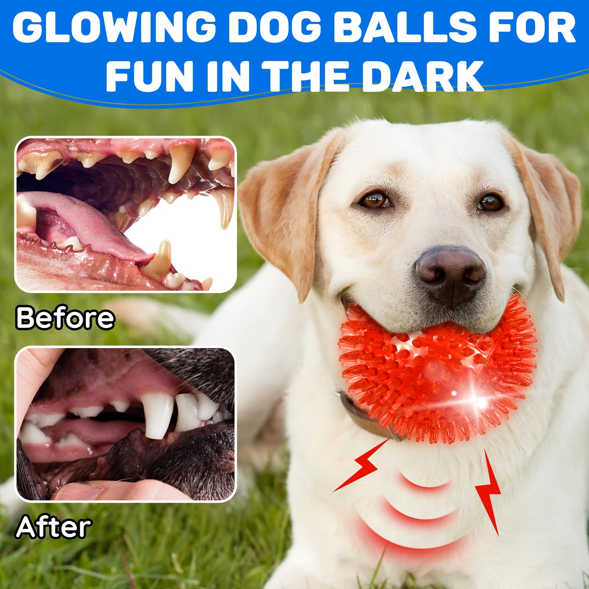 Ousiya 4 Pack 4.5" Up Squeaky Dog Balls, Spiky Dog Toy Balls