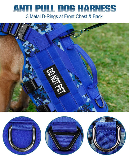PETNANNY Tactical Dog Harness No-Pull Service Vest for Large Hook