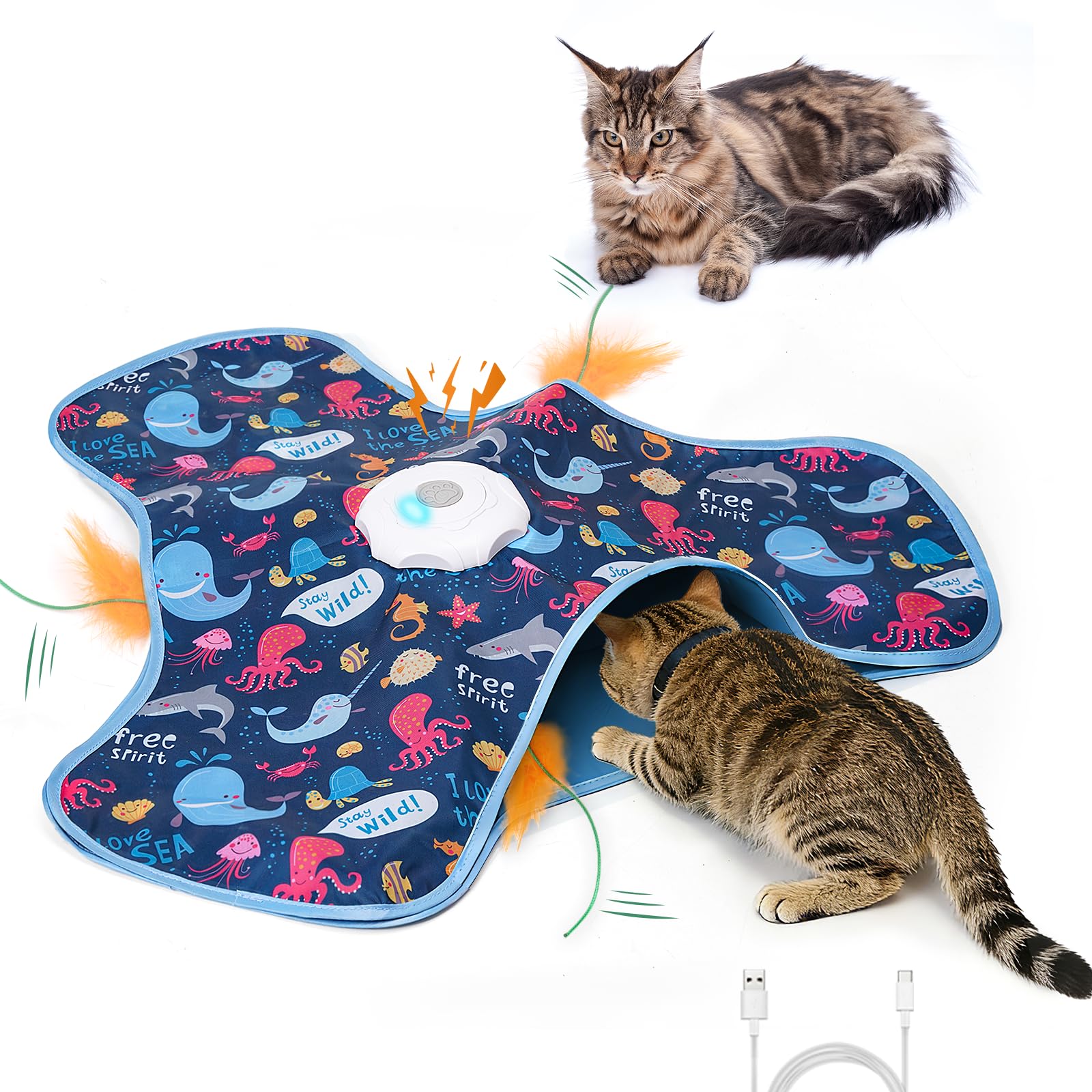 tikibest Interactive Cat Toy, Cat Toys Interactive with Touch Feather