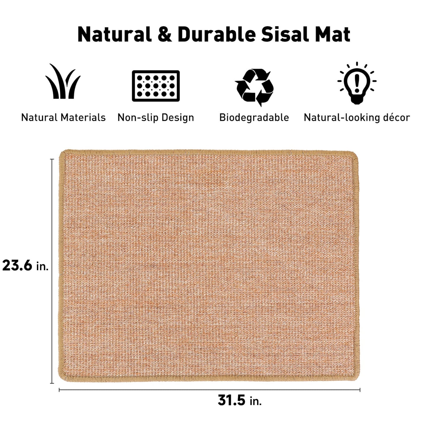 FUKUMARU Cat Scratcher Mat, Natural Sisal Cat Scratch Mats, Pad