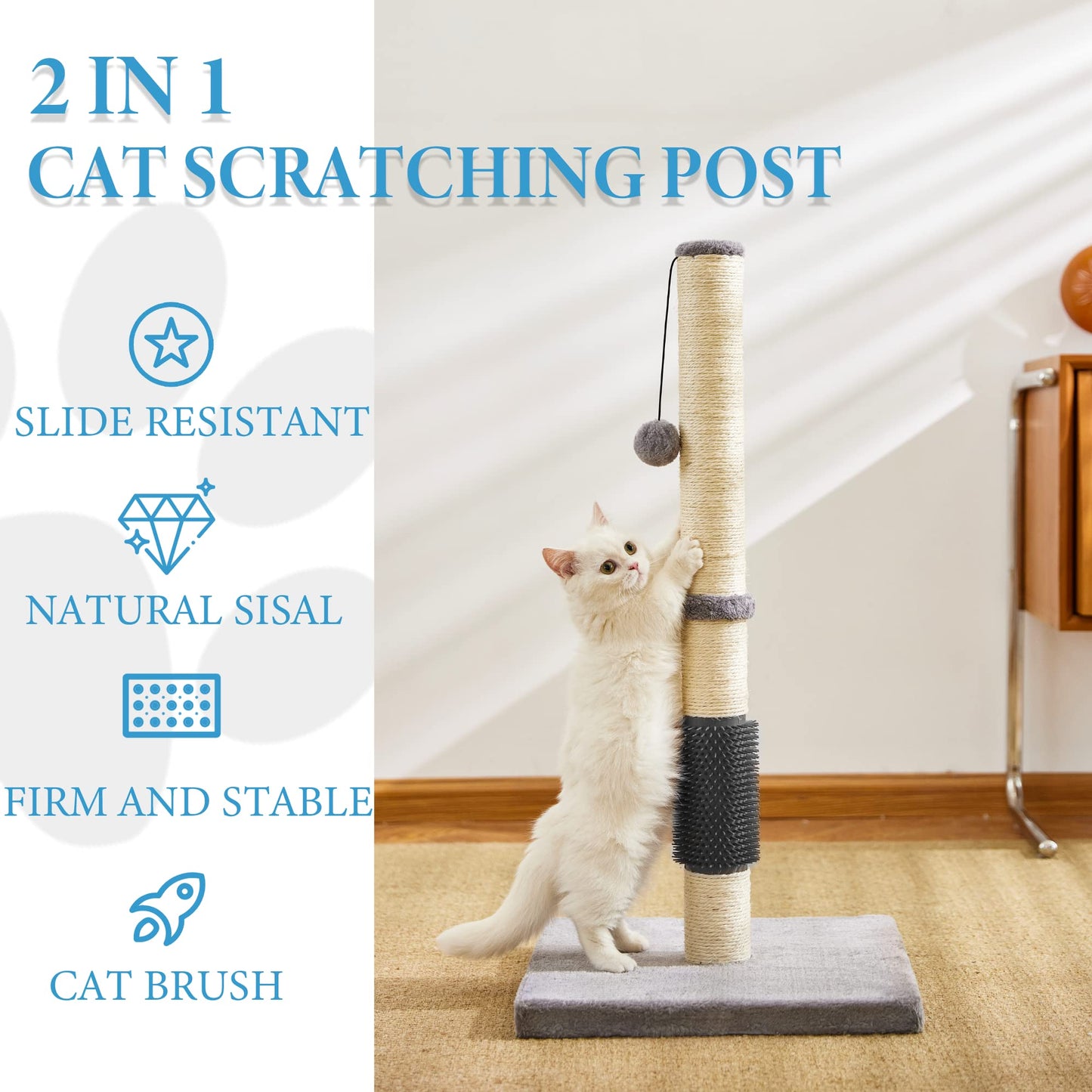 MeowHomm 32" Cat Scratching Post with Self Groomer Cat Scratcher