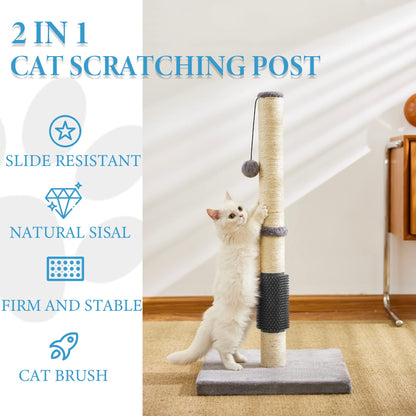 MeowHomm 32" Cat Scratching Post with Self Groomer Cat Scratcher