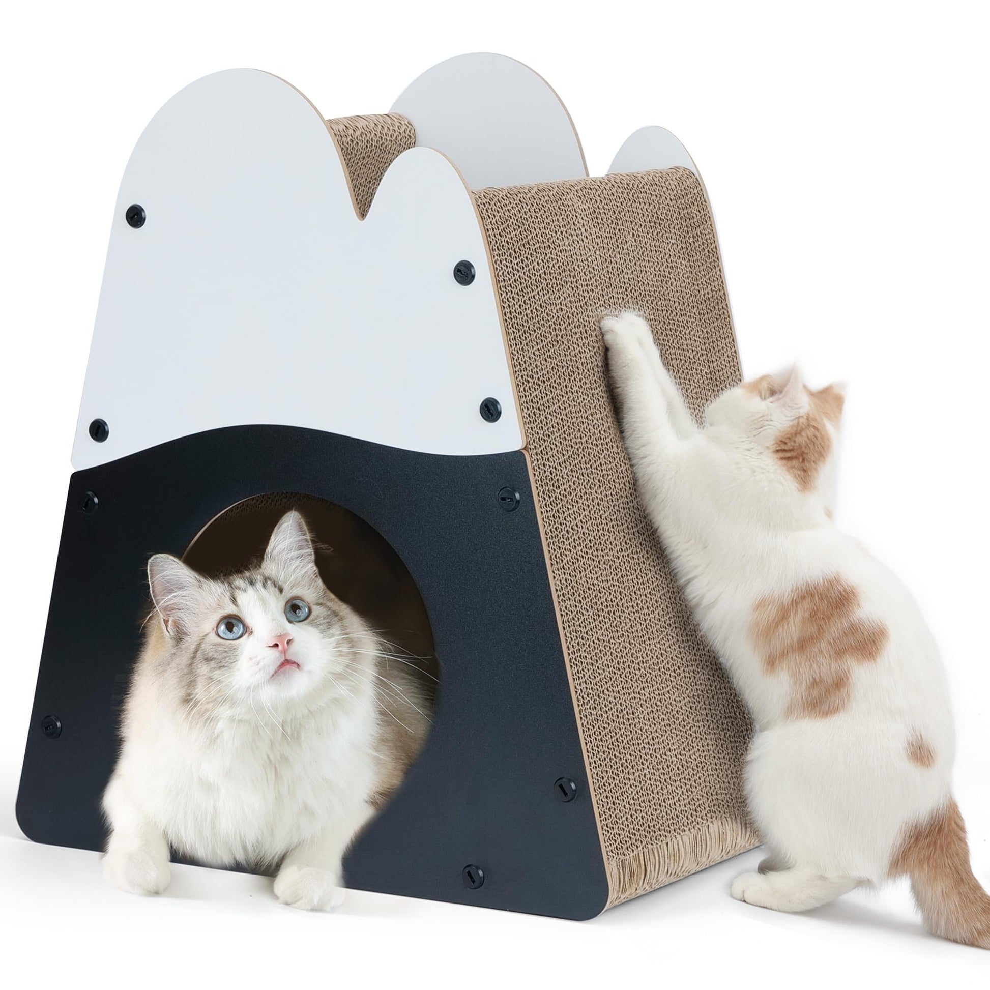FUKUMARU Cat Scratcher House, Cozy Cardboard Cat Scratcher, House