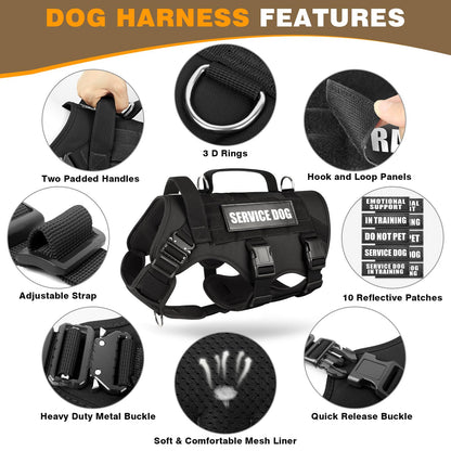 WINSEE Service Dog Vest Harness for Large Dog, Tactical Harness