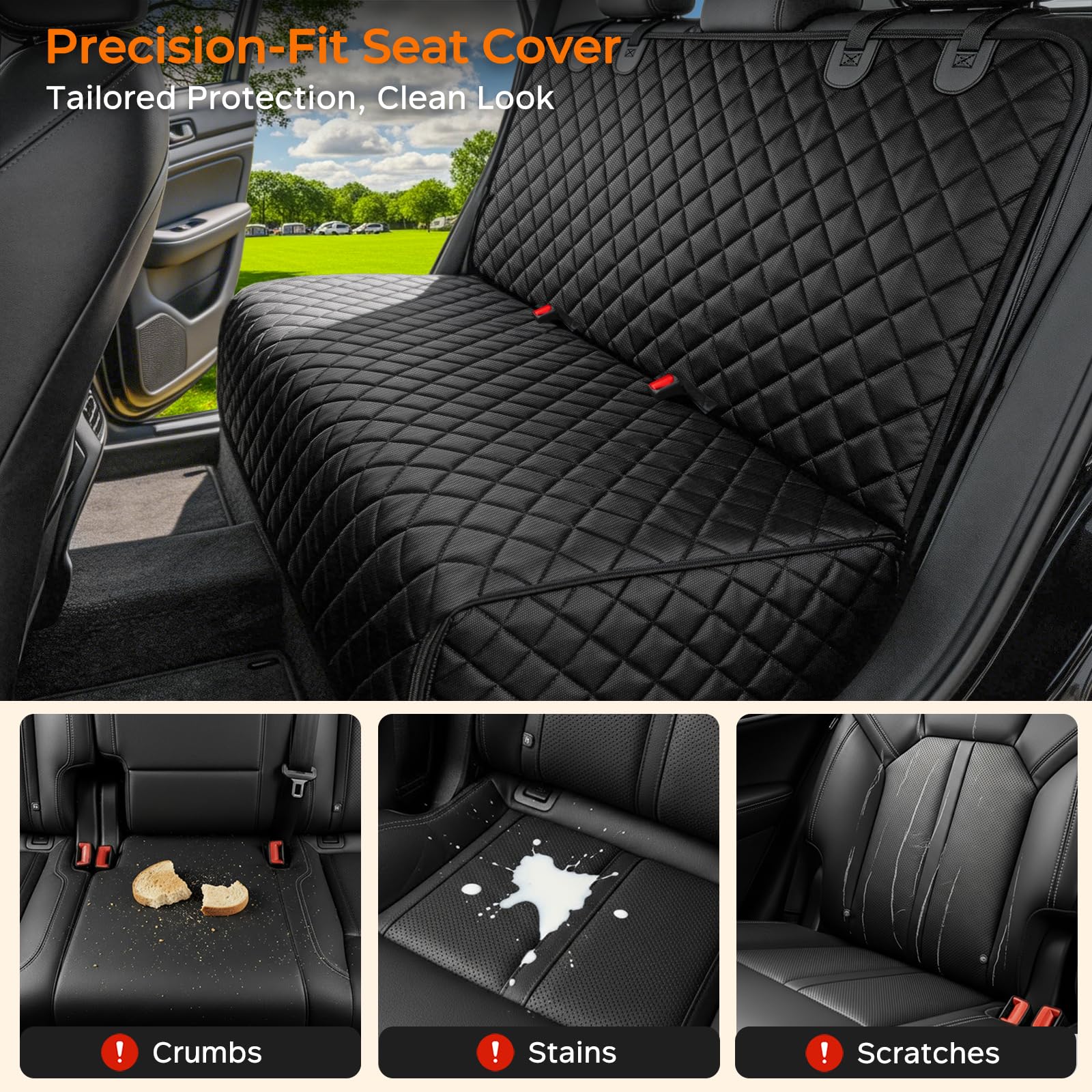 URPOWER Dog Car Seat Cover for Back Seat, Waterproof Car Seat