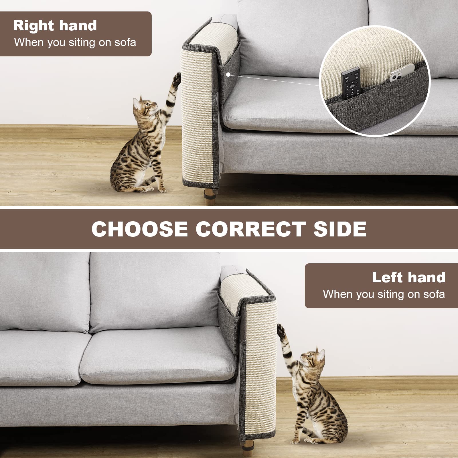 Upgraded Cat Scratch Sisal Sofa Protector,Furniture Couch Cover