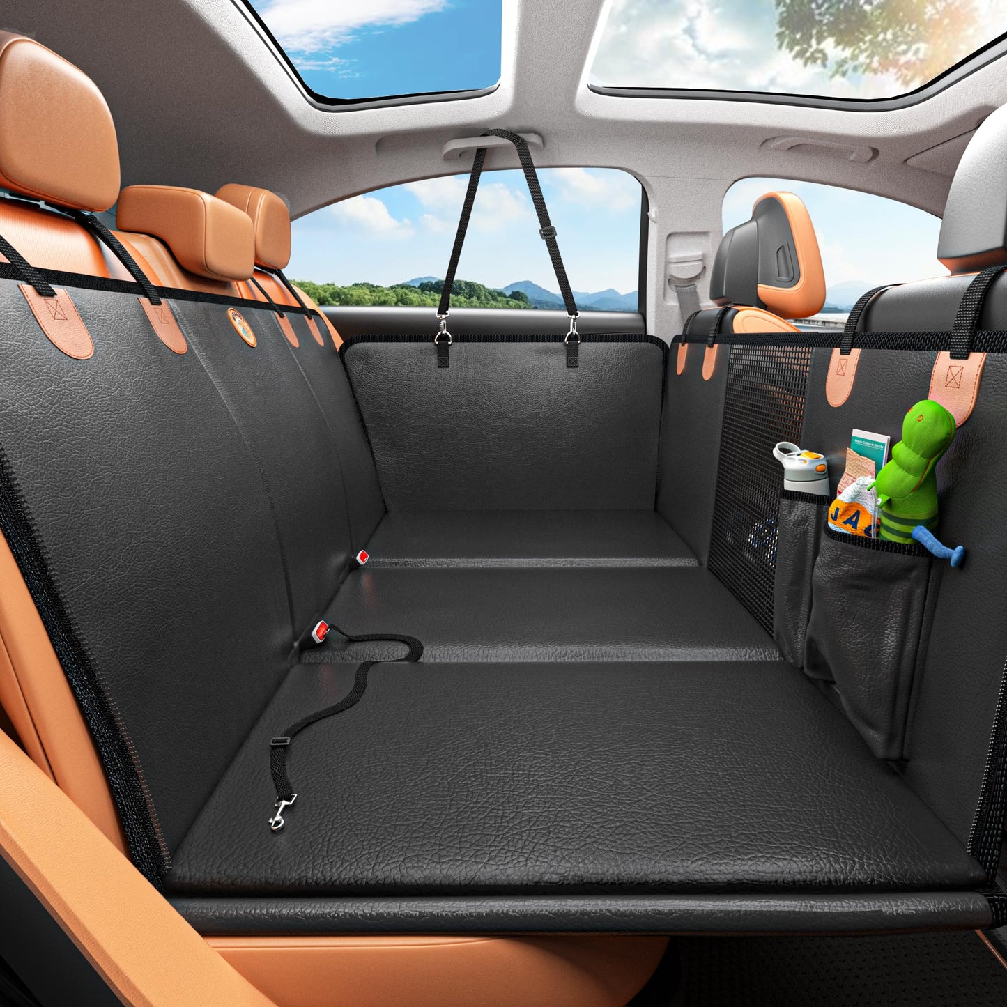 MYJAQI Back Seat Extender for Dogs, Waterproof Dog Car Seat Cover