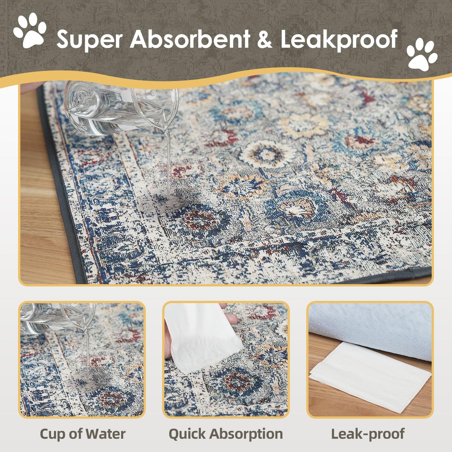 SCLOSE Washable Pee Pad for Dogs 2 Pack, 36" x 36" Reusable Puppy Mat