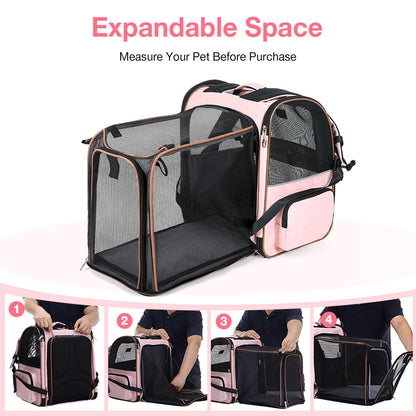 Lekebobor Large Cat Backpack Carrier Expandable Foldable Pet Carrier