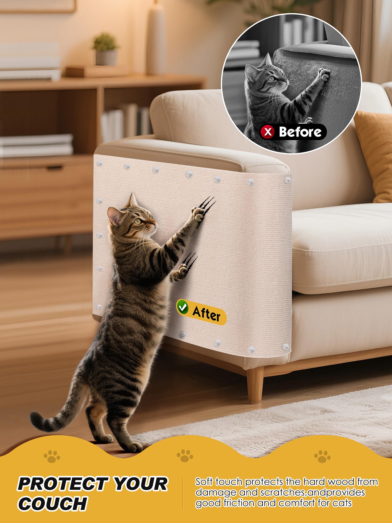 Minyii x15.8" Cat Scratch Mat, Trimmable Self-Adhesive Carpet, Pads