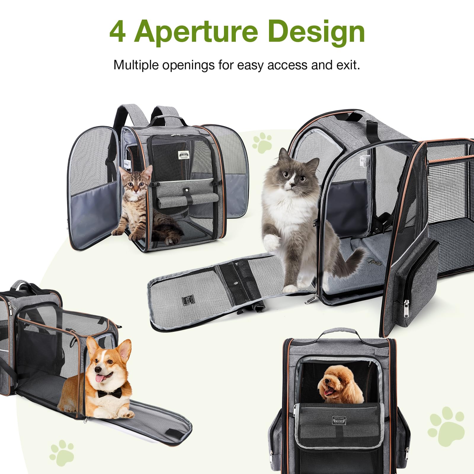 Lekebobor Cat Carrier Backpack, Expandable Pet Carrier with Carrier