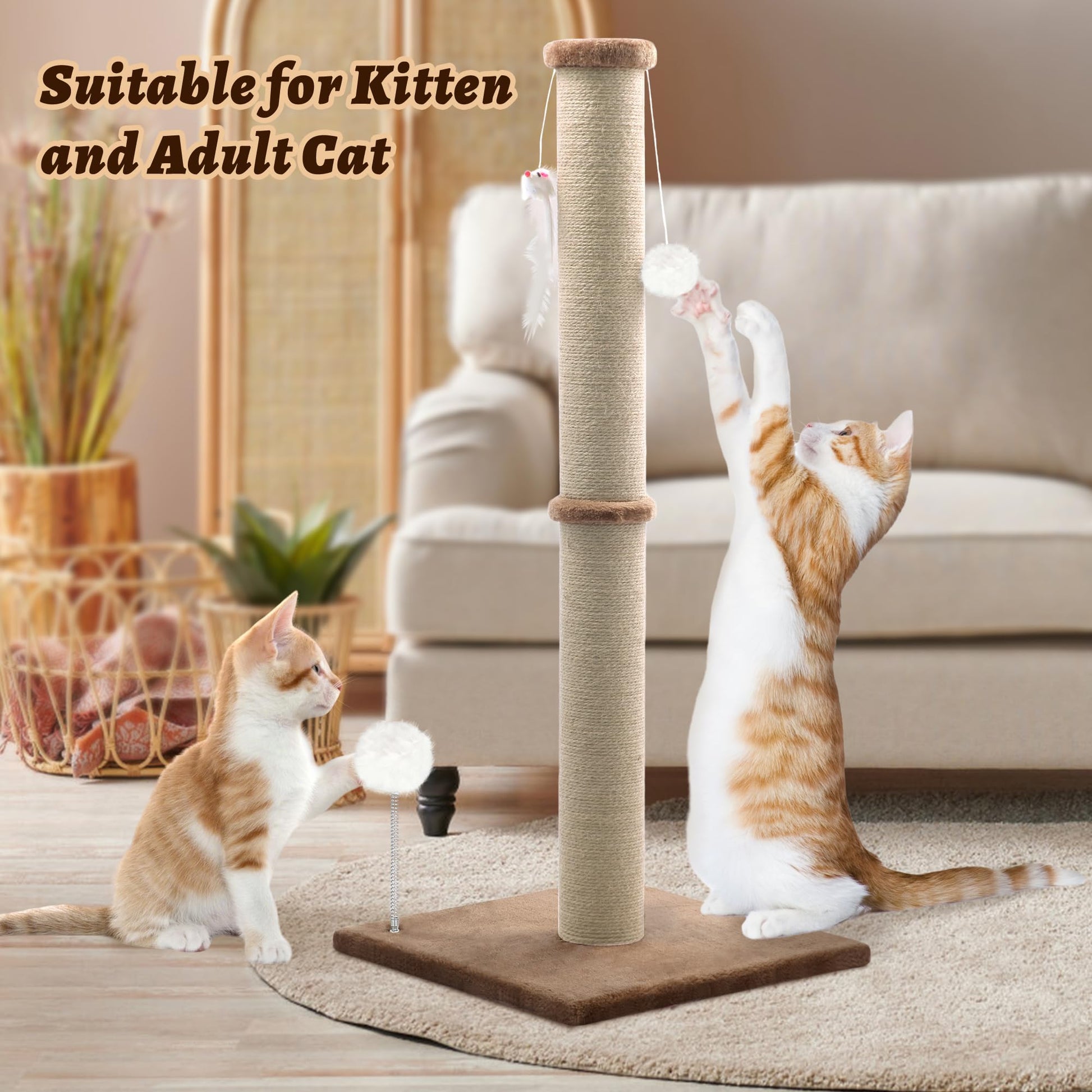 36'' Tall Cat Scratching Post, Large Sisal Scratch Post for Tower