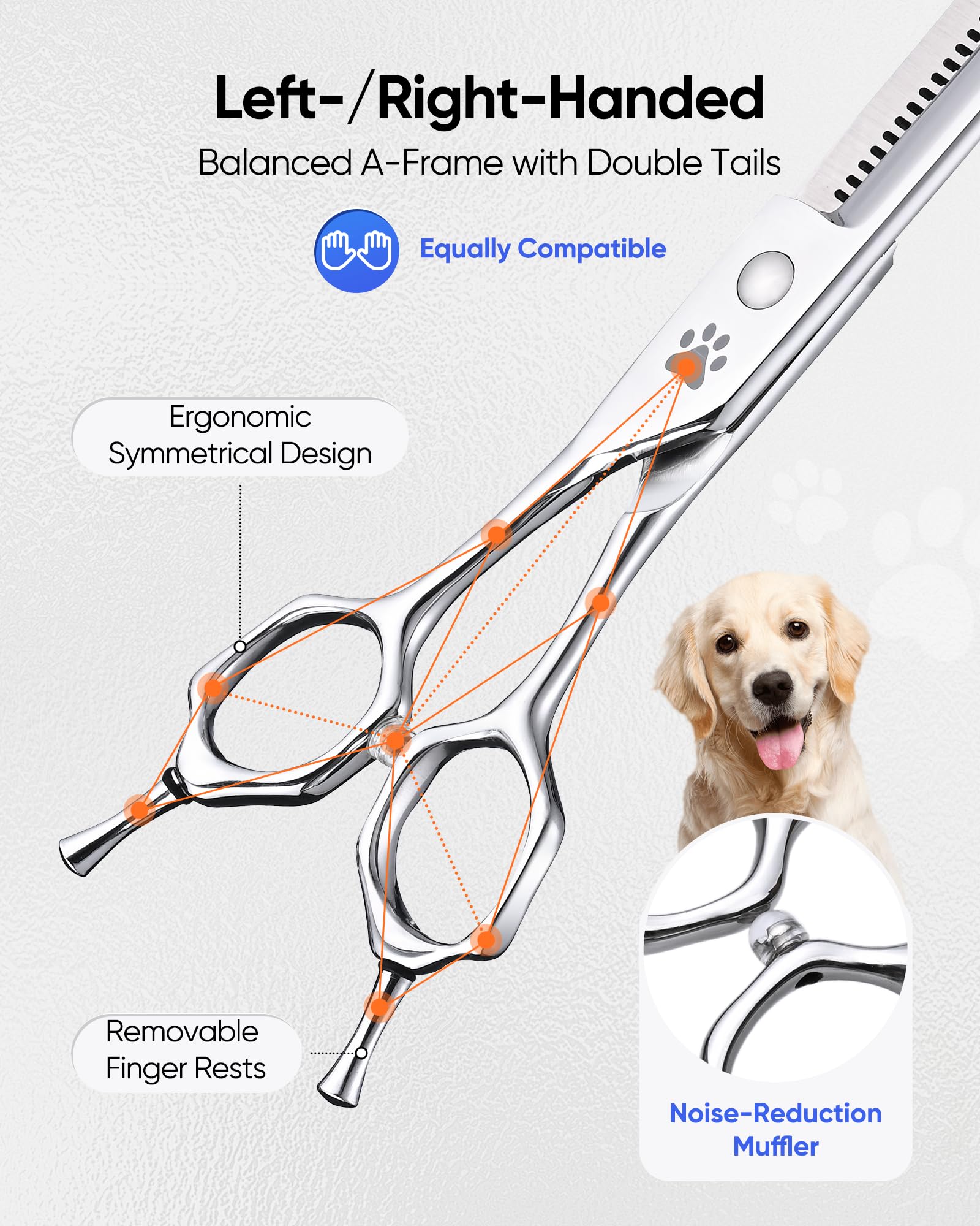 ULG Curved Thinning Dog Shears for Grooming, Curved Thinning