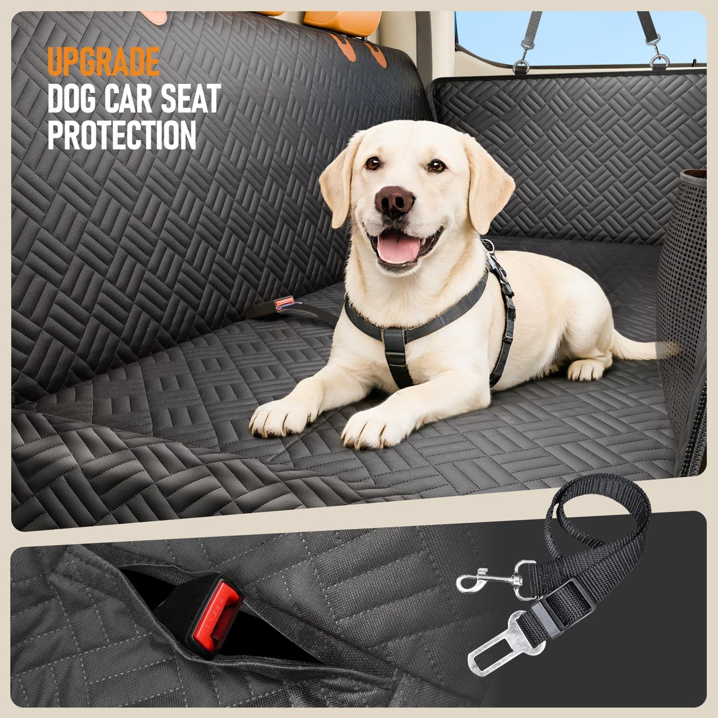 PROZAR Dog Car Seat Cover for Back Seat, Hard Bottom Back Seat