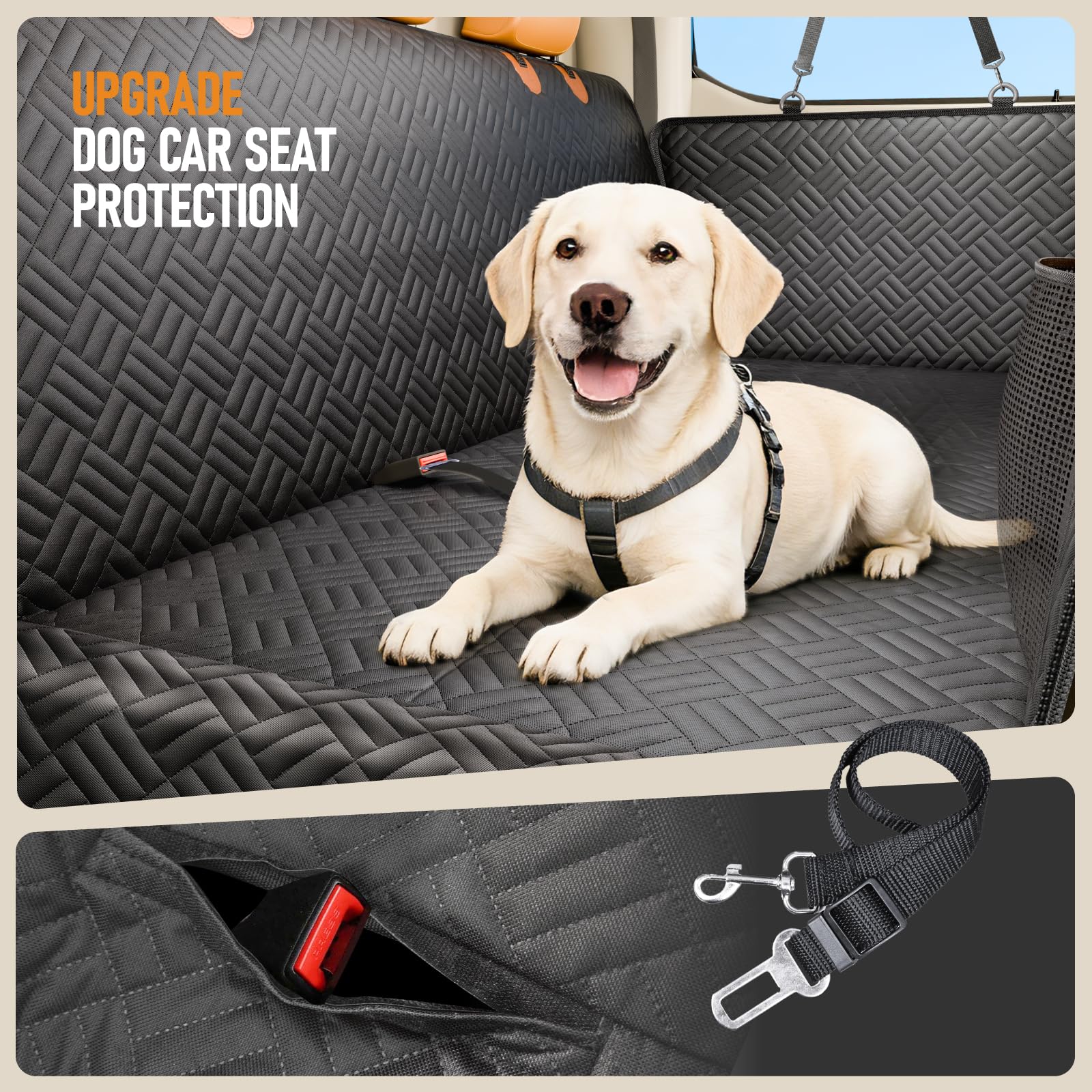 PROZAR Dog Car Seat Cover for Back Seat, Hard Bottom Back Seat