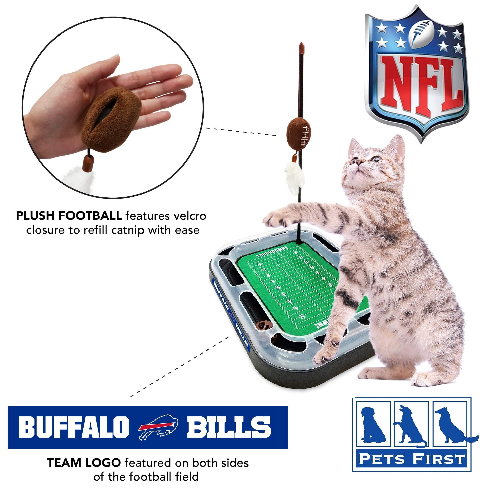 Pets First NFL Buffalo Bills Football Field CAT Scratcher Toy