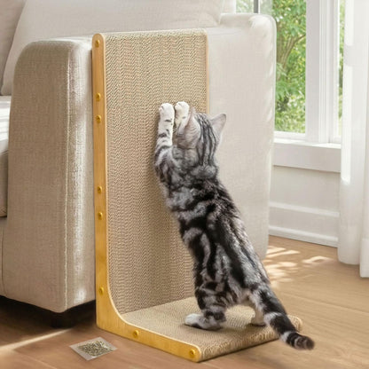 Conlun Cardboard Cat Scratcher, 23" L-Shaped Scratch Pad, Vertical Pad
