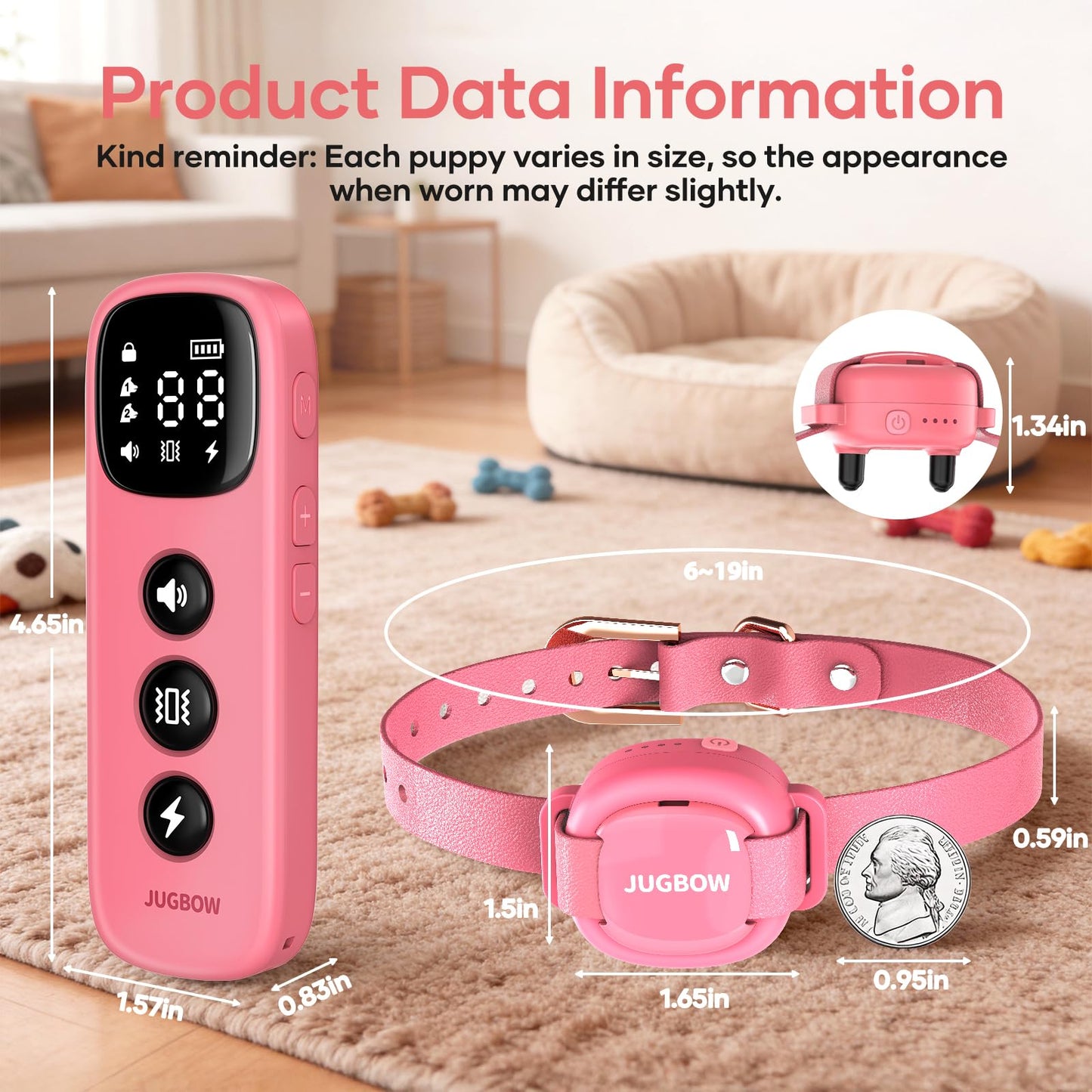Jugbow 2-in-1 Pet ID Tag Shock Collar for Small Dogs Dog Collar