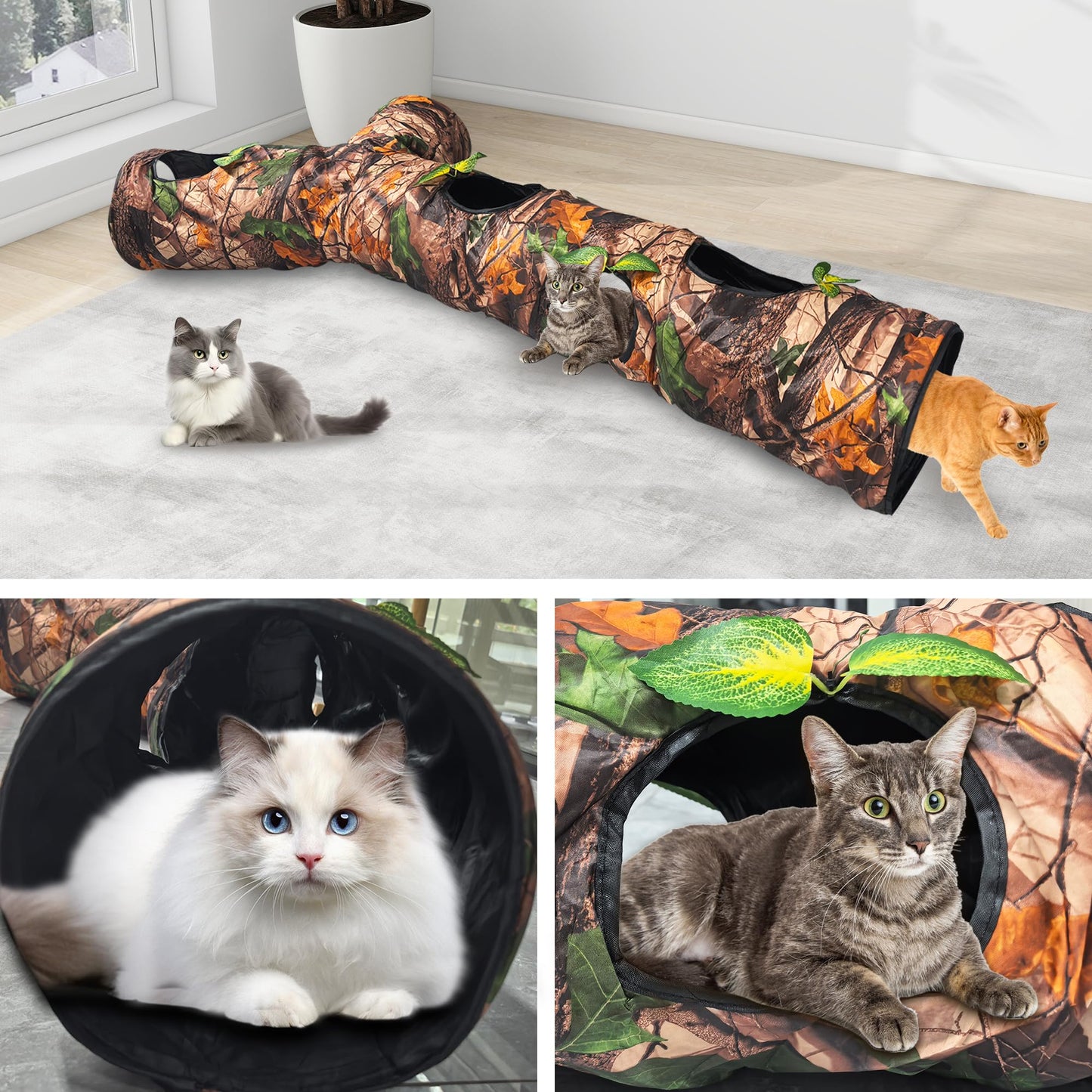 FelRelWel Cat Tunnel,Under Christmas Tree 59" Large Y-Shape Cat Toy