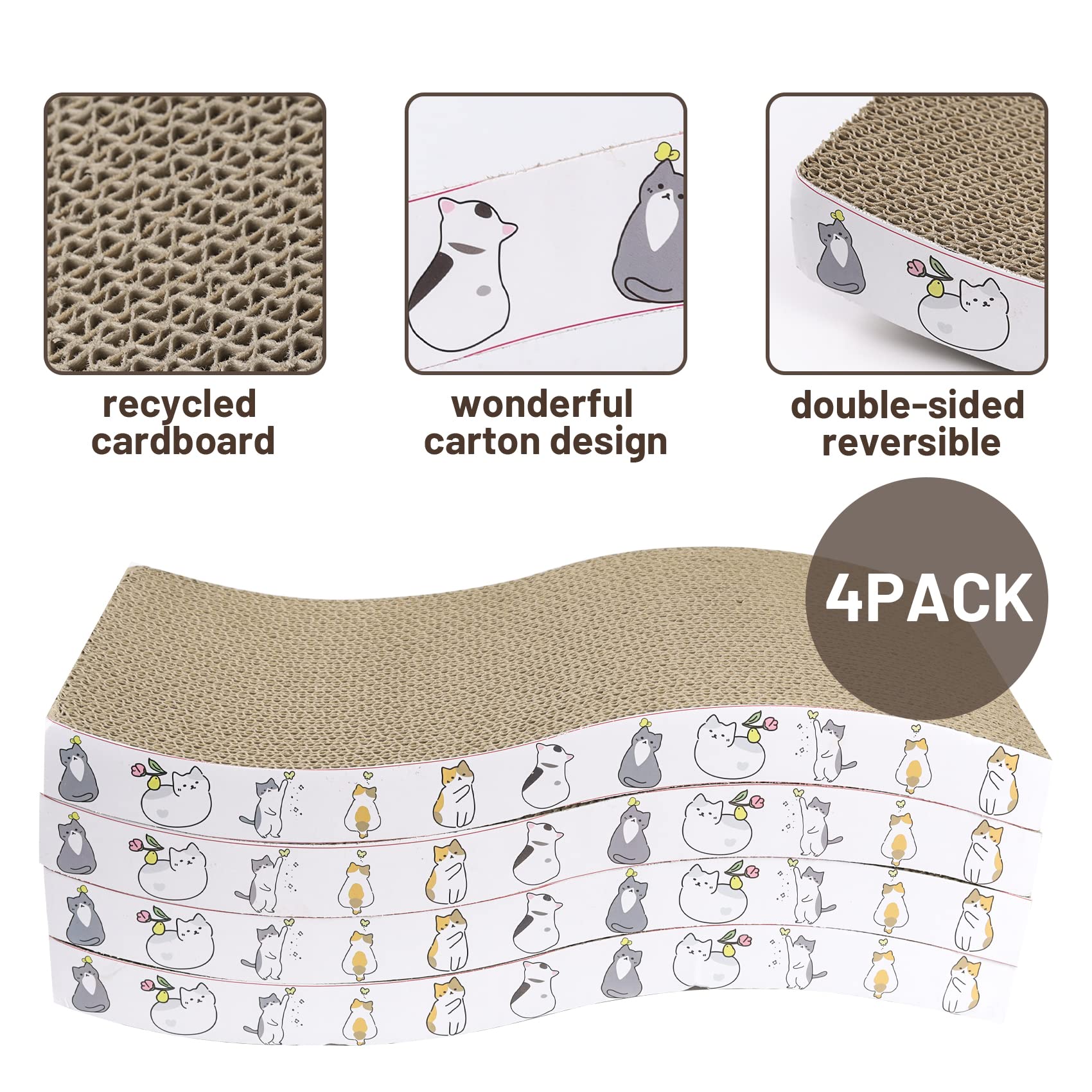 PatiencET Cat Scratcher Cardboard 4 Pack Cat Scratch Pad Sofa