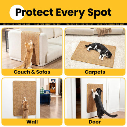 Conlun Cat Scratcher Mat,Sisal Cat Scratch Pad with Hook&Loop Pad