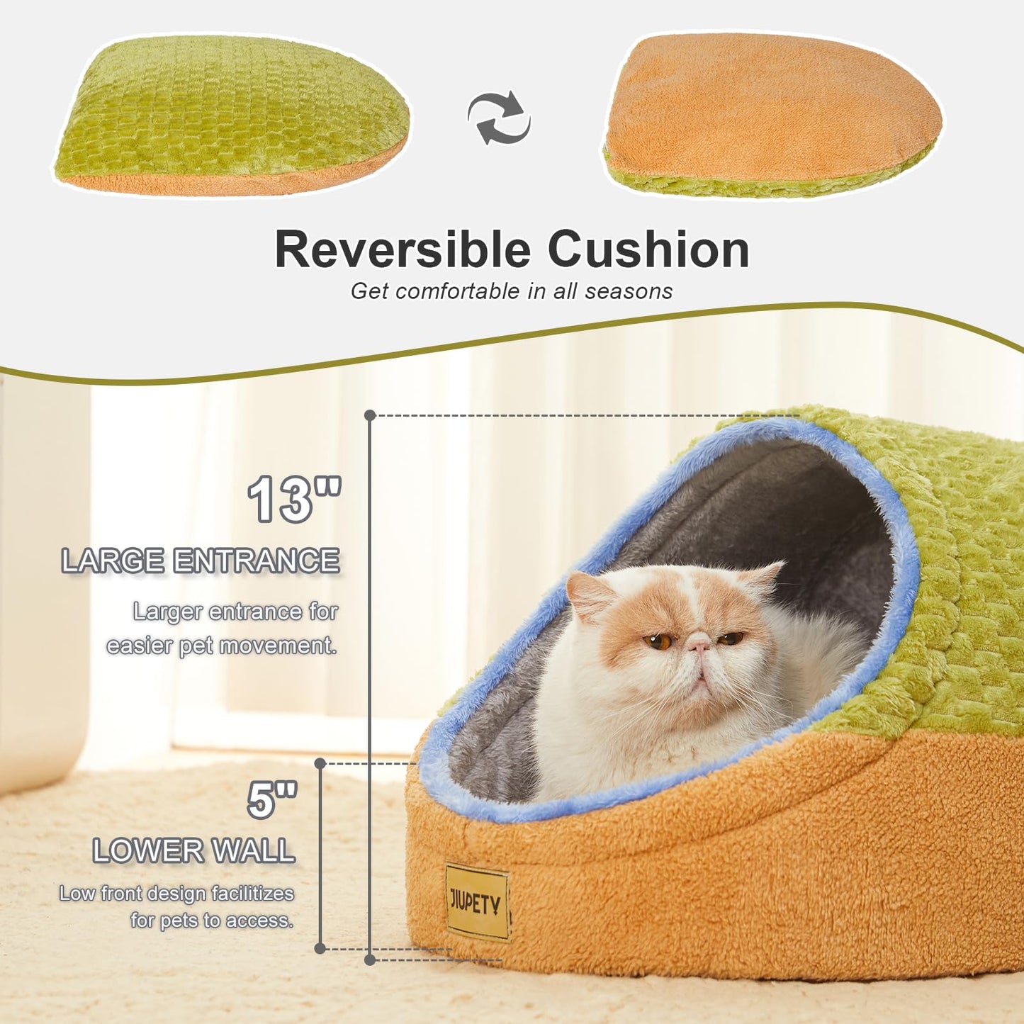 Jiupety Cute Cat Beds for Indoor Cats, Cave Bed for Kittens, Bed