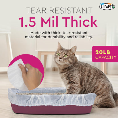 Alfapet Cat litter box liners, Elastic bags liners, 20 Count Box