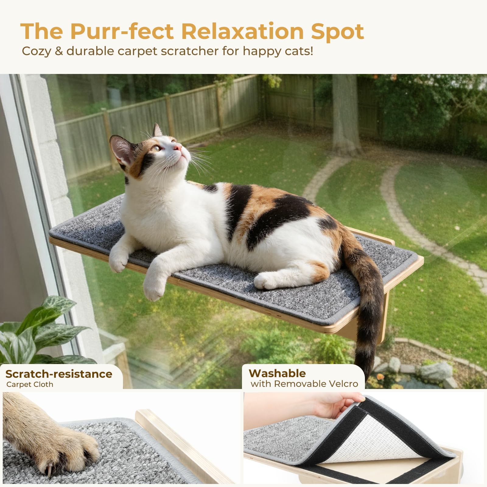 Pecute 2-in-1 Large Cat Window Perch Wall Shelves, Cat Hammock Bed