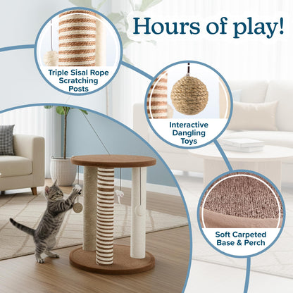 Cat Scratching Post 3 Scratcher Posts with Carpeted Base Play Posts