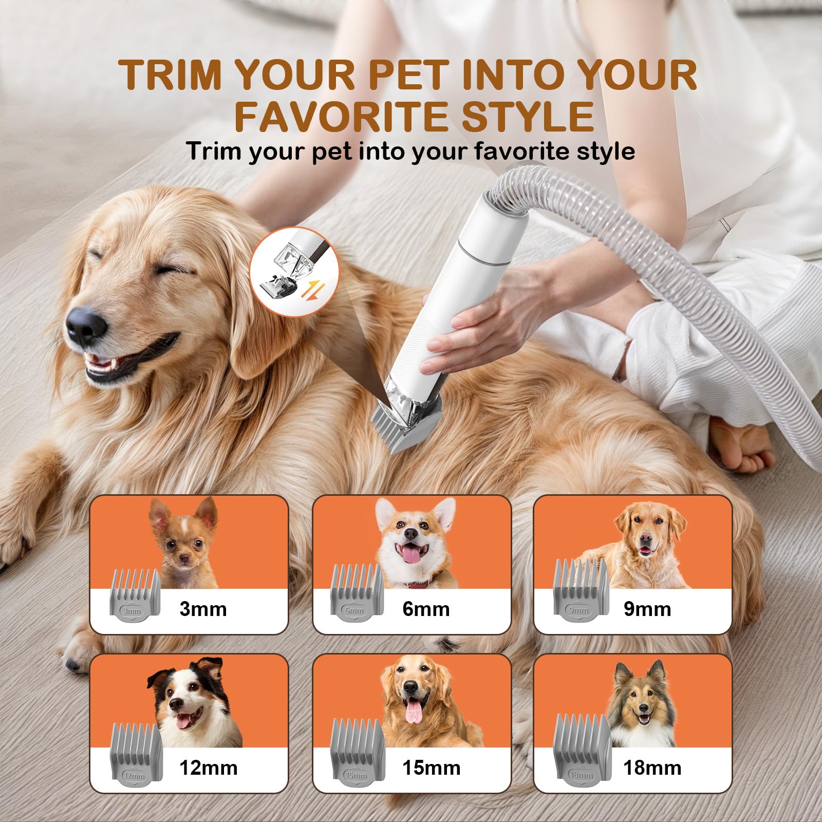 Ozumek Dog Grooming Vacuum, Dog Grooming Kit with Pet Clipper Clipper
