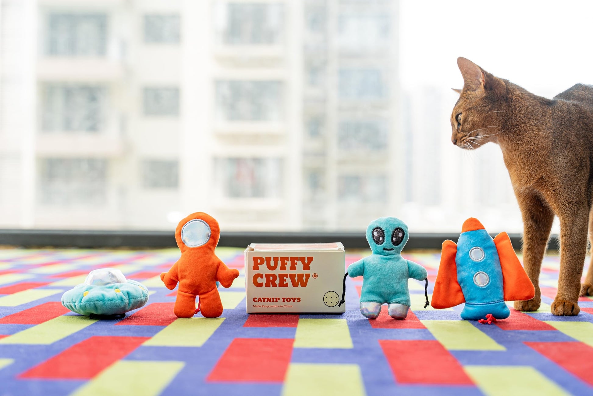 Puffy Crew Interactive Catnip Cat Plush Toy, Space Travel Catnip