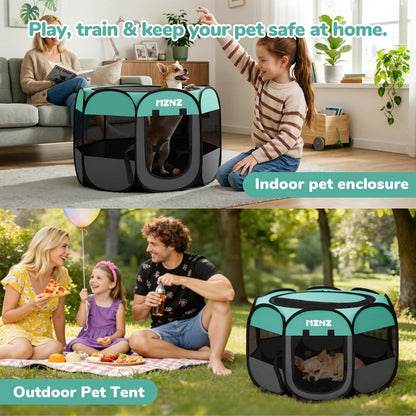 MZNZ Dog Cat Playpen, Portable Puppy Pet Crate Indoor Enclosure